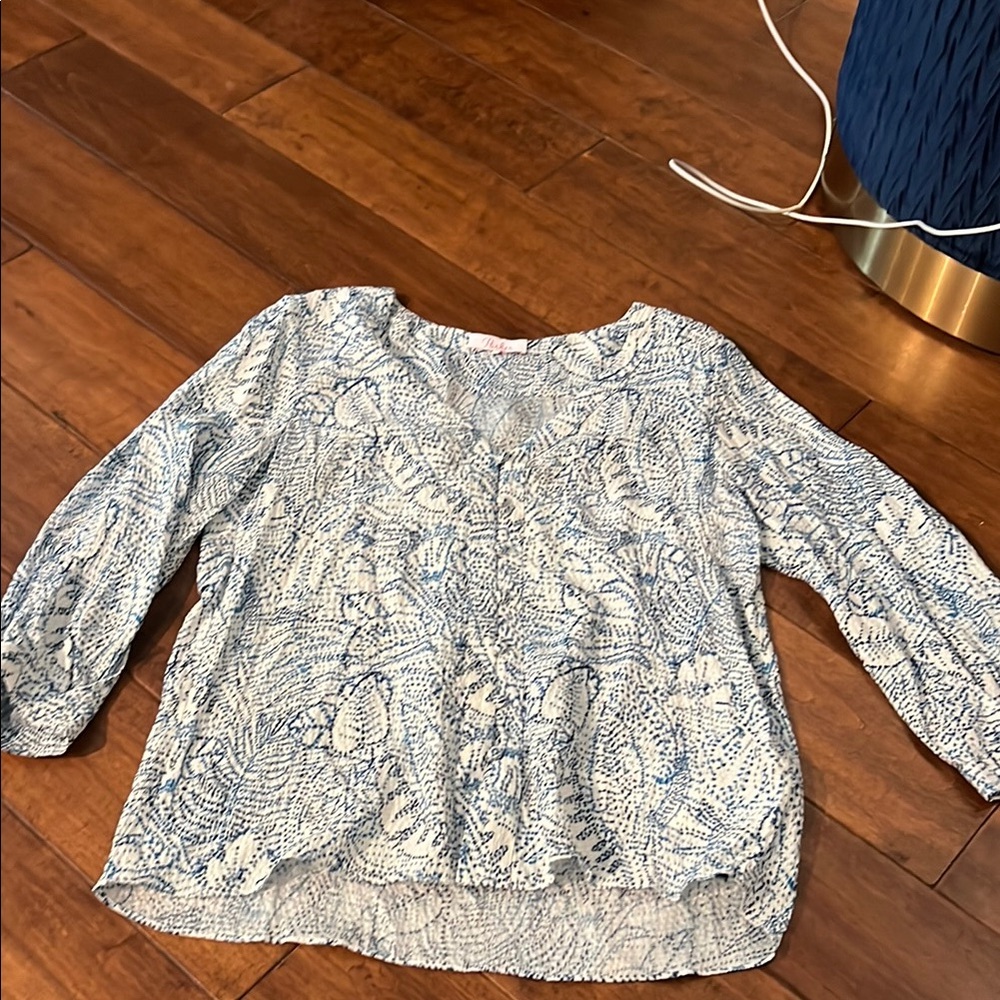 Parker Blue and White Relaxed Blouse